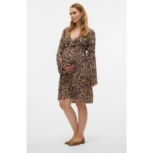 Vero Moda Kelsey Maternity Long Sleeve Leopard Print Dress Women's Size XS
